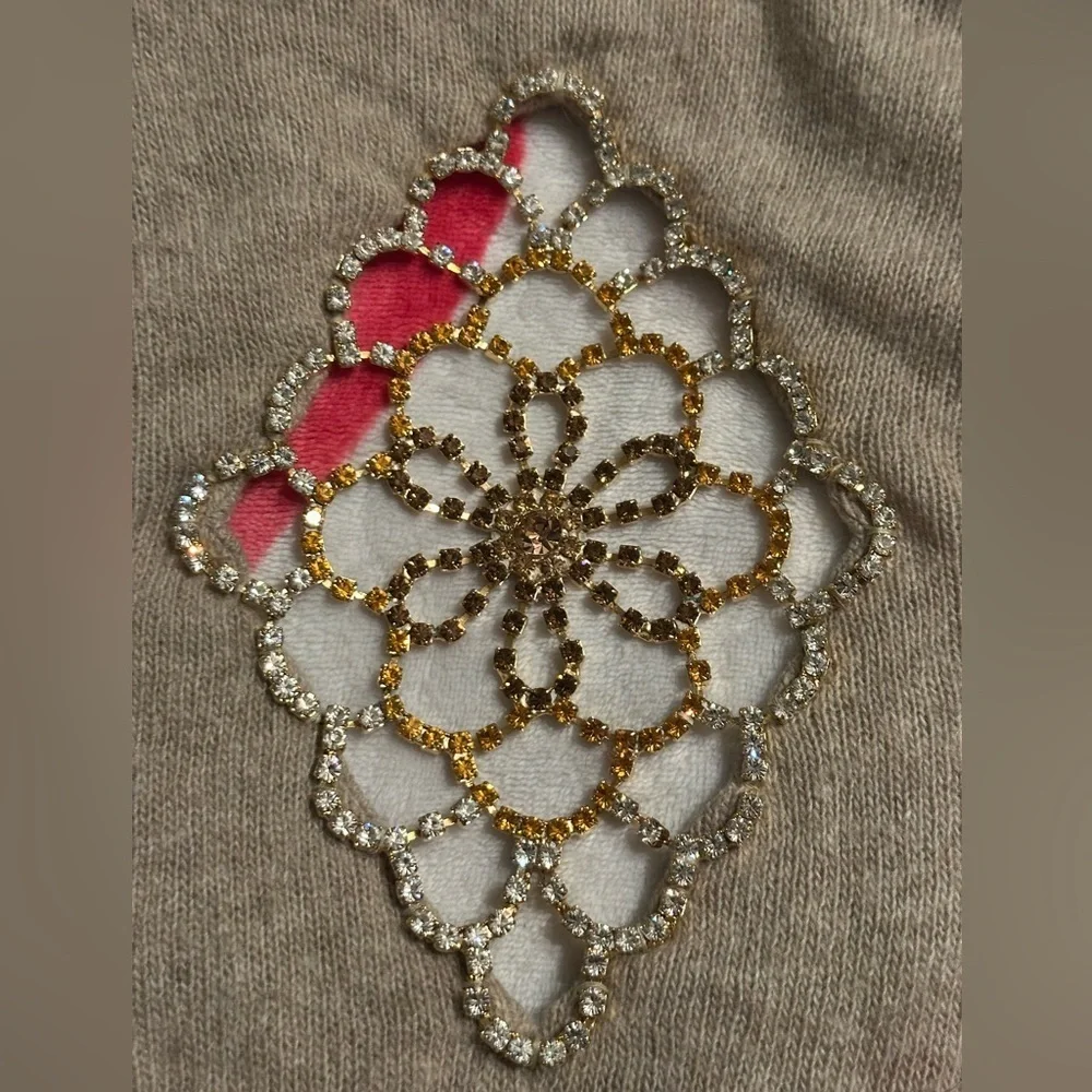 Sky Beige Knit Cardigan with Gold Accents